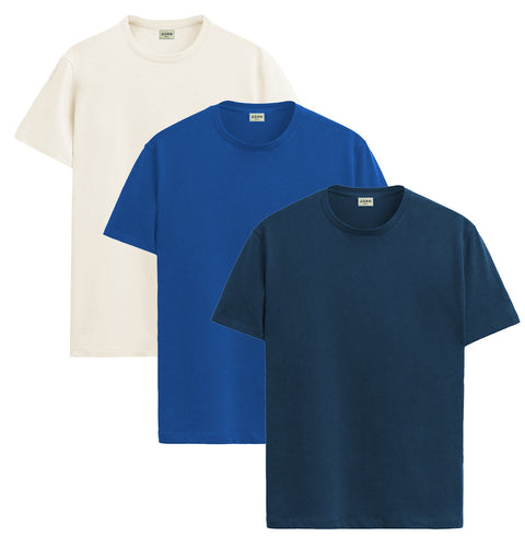 ADRO Mens T Shirts | Solid Tshirts for Men | Pure Cotton Lycra Fabric | 4 Way Stretch Smart tech Tshirt | Pack of 2 Round Neck T-Shirt for Summer