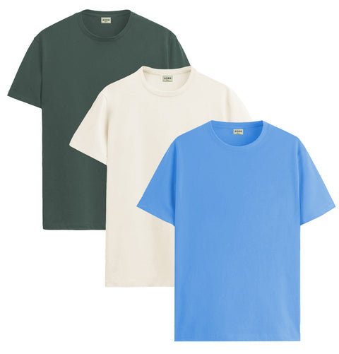 ADRO Mens T Shirts | Solid Tshirts for Men | Pure Cotton Lycra Fabric | 4 Way Stretch Smart tech Tshirt | Pack of 3 Round Neck T-Shirt for Summer