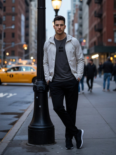Adro Men’s Regular Fit T-Shirt – Minimal ADRO Text Design | 180 GSM Cotton Lycra Half Sleeve Round Neck Logo Tee