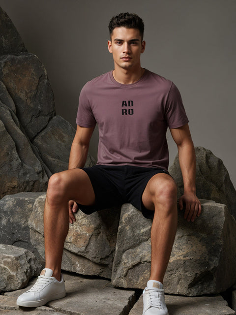 Adro Men’s Regular Fit T-Shirt – Minimal ADRO Text Design | 180 GSM Cotton Lycra Half Sleeve Round Neck Logo Tee