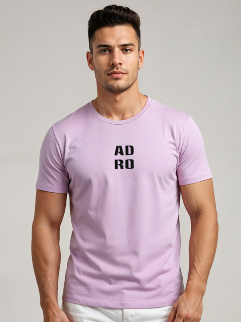Adro Men’s Regular Fit T-Shirt – Minimal ADRO Text Design | 180 GSM Cotton Lycra Half Sleeve Round Neck Logo Tee