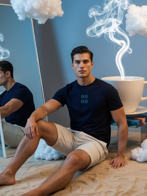 Adro Men’s Regular Fit T-Shirt – Minimal ADRO Text Design | 180 GSM Cotton Lycra Half Sleeve Round Neck Logo Tee