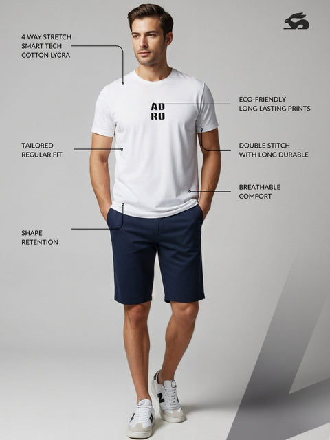 Adro Men’s Regular Fit T-Shirt – Minimal ADRO Text Design | 180 GSM Cotton Lycra Half Sleeve Round Neck Logo Tee
