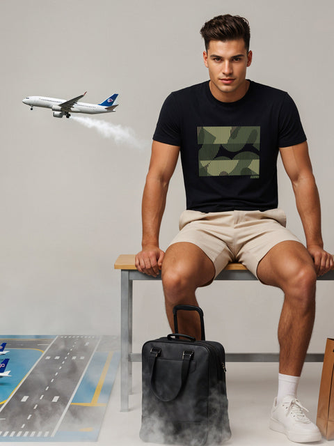Adro Men’s Regular Fit T-Shirt – Abstract Camo Lines Design | 180 GSM Cotton Lycra Casual Half Sleeve Round Neck Graphic Tee