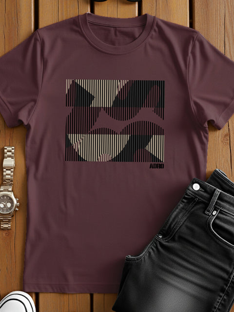 Adro Men’s Regular Fit T-Shirt – Abstract Camo Lines Design | 180 GSM Cotton Lycra Casual Half Sleeve Round Neck Graphic Tee