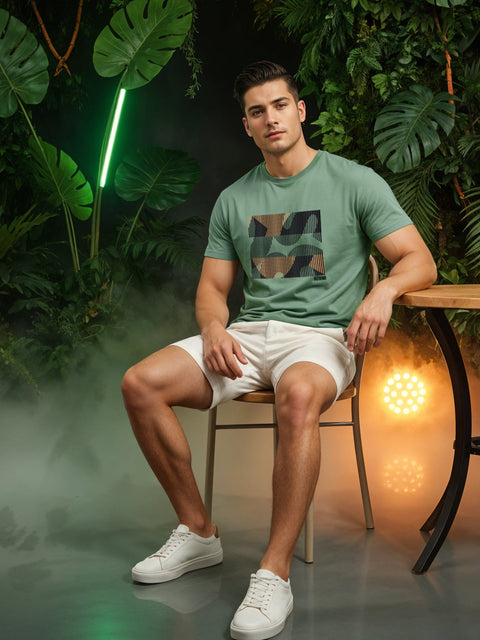 Adro Men’s Regular Fit T-Shirt – Abstract Camo Lines Design | 180 GSM Cotton Lycra Casual Half Sleeve Round Neck Graphic Tee
