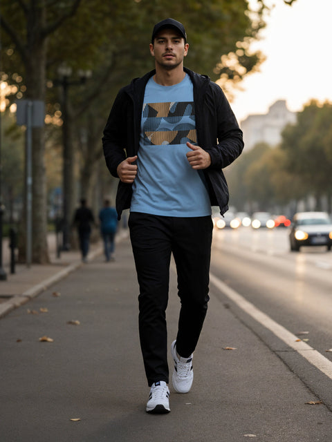 Adro Men’s Regular Fit T-Shirt – Abstract Camo Lines Design | 180 GSM Cotton Lycra Casual Half Sleeve Round Neck Graphic Tee