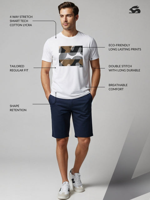 Adro Men’s Regular Fit T-Shirt – Abstract Camo Lines Design | 180 GSM Cotton Lycra Casual Half Sleeve Round Neck Graphic Tee