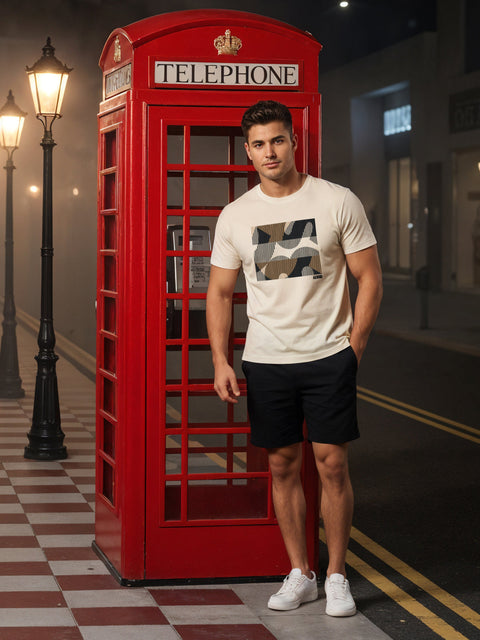 Adro Men’s Regular Fit T-Shirt – Abstract Camo Lines Design | 180 GSM Cotton Lycra Casual Half Sleeve Round Neck Graphic Tee