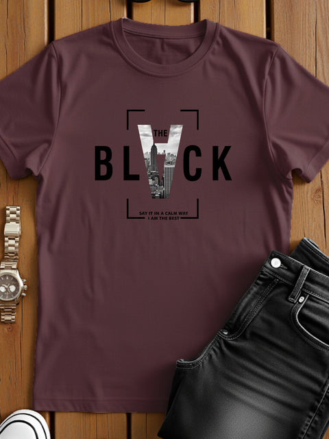 Adro Men’s Regular Fit T-Shirt – Bold Block Vision BLVCK Design | 180 GSM Cotton Lycra Half Sleeve Graphic Tee