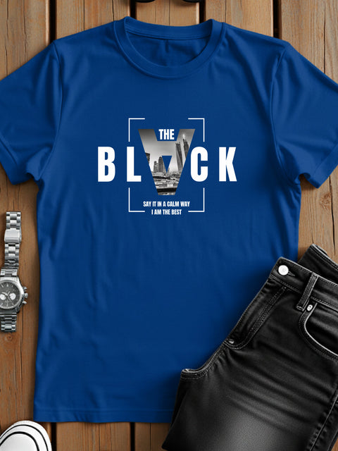 Adro Men’s Regular Fit T-Shirt – Bold Block Vision BLVCK Design | 180 GSM Cotton Lycra Half Sleeve Graphic Tee