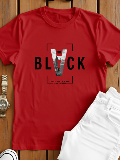 Adro Men’s Regular Fit T-Shirt – Bold Block Vision BLVCK Design | 180 GSM Cotton Lycra Half Sleeve Graphic Tee