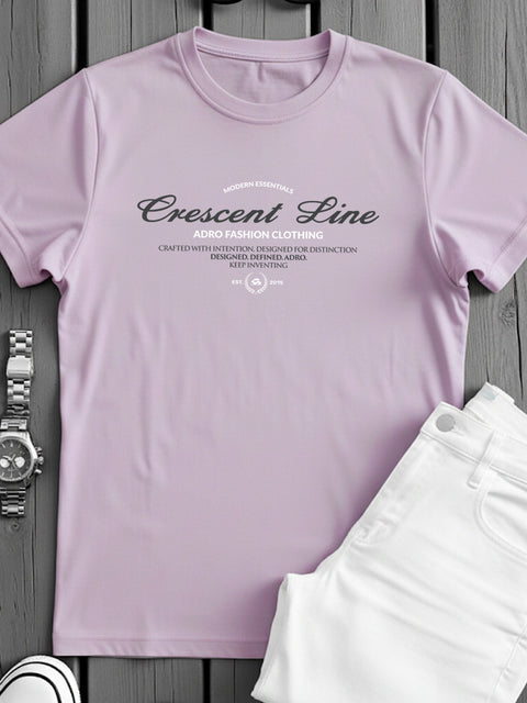 Adro Men’s Regular Fit T-Shirt – Crescent Line Classic Design | 180 GSM Cotton Lycra Soft Stretch Typography Tee