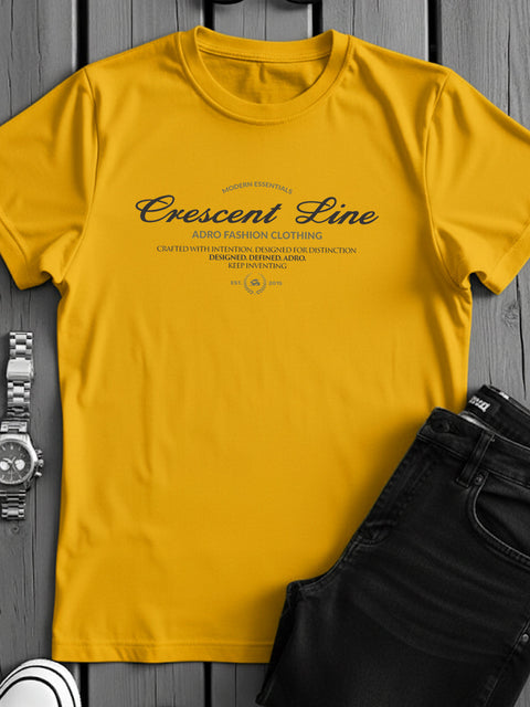 Adro Men’s Regular Fit T-Shirt – Crescent Line Classic Design | 180 GSM Cotton Lycra Soft Stretch Typography Tee