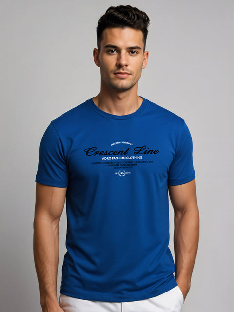 Adro Men’s Regular Fit T-Shirt – Crescent Line Classic Design | 180 GSM Cotton Lycra Soft Stretch Typography Tee