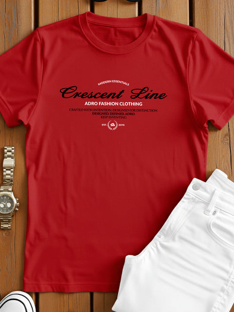 Adro Men’s Regular Fit T-Shirt – Crescent Line Classic Design | 180 GSM Cotton Lycra Soft Stretch Typography Tee