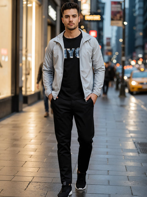 Adro Men’s Regular Fit T-Shirt – Denim NYC Vibe Design | 180 GSM Cotton Lycra Casual Streetwear Graphic Tee