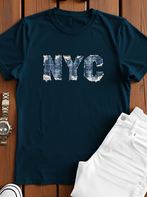Adro Men’s Regular Fit T-Shirt – Denim NYC Vibe Design | 180 GSM Cotton Lycra Casual Streetwear Graphic Tee
