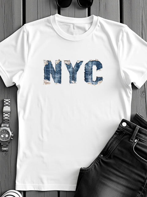 Adro Men’s Regular Fit T-Shirt – Denim NYC Vibe Design | 180 GSM Cotton Lycra Casual Streetwear Graphic Tee