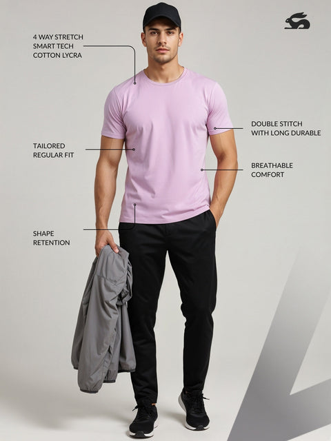 Adro Men’s Regular Fit T-Shirt | 180 GSM Cotton Lycra Premium Soft Fabric | Classic Round Neck Half Sleeve Tee