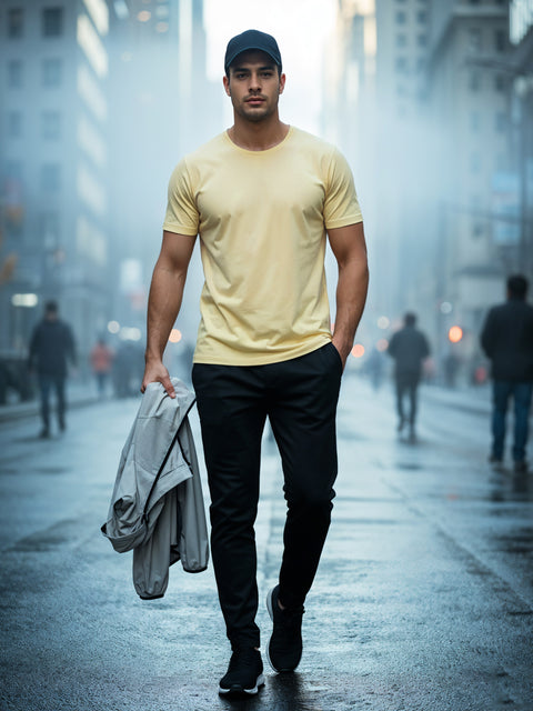 ADRO Men's Cotton Plain T-Shirt
