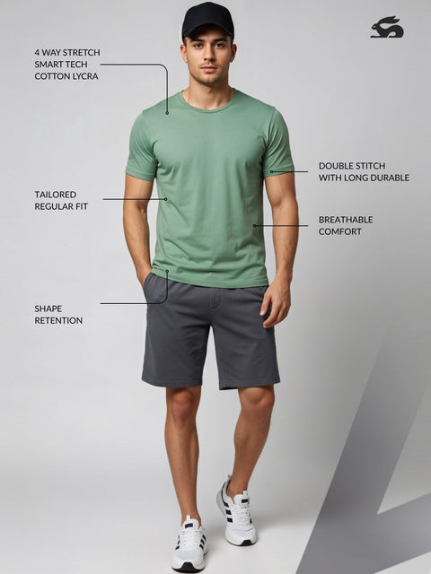 Adro Men’s Regular Fit T-Shirt | 180 GSM Cotton Lycra Premium Soft Fabric | Classic Round Neck Half Sleeve Tee