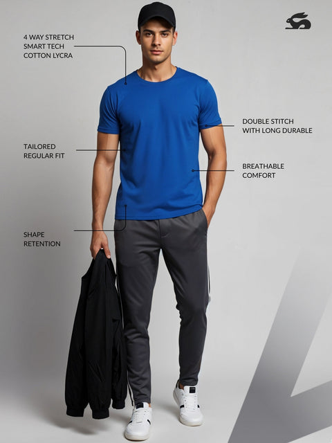 Adro Men’s Regular Fit T-Shirt | 180 GSM Cotton Lycra Premium Soft Fabric | Classic Round Neck Half Sleeve Tee