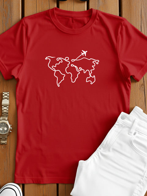 Adro Men’s Regular Fit T-Shirt – Wanderlust World Map Design | 180 GSM Cotton Lycra Travel-Inspired Graphic Tee