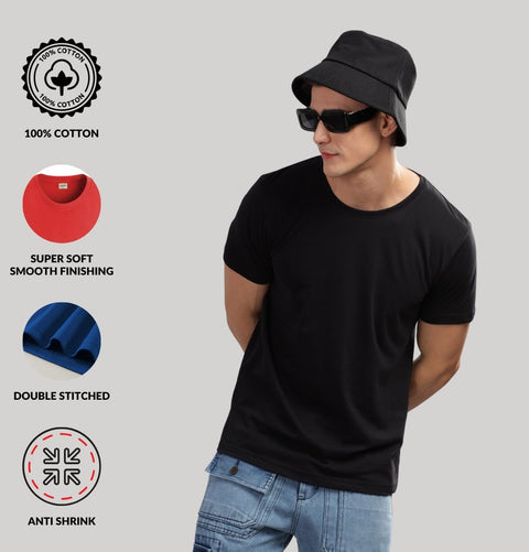 ADRO Mens T Shirts | Solid Tshirts for Men | Pure Cotton Lycra Fabric | 4 Way Stretch Smart tech Tshirt | Pack of 2 Round Neck T-Shirt for Summer