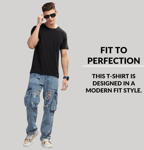 ADRO Mens T Shirts | Solid Tshirts for Men | Pure Cotton Lycra Fabric | 4 Way Stretch Smart tech Tshirt | Pack of 2 Round Neck T-Shirt for Summer