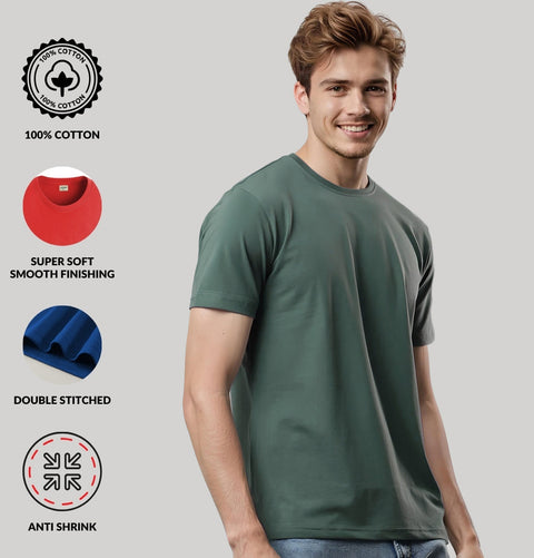 ADRO Mens T Shirts | Solid Tshirts for Men | Pure Cotton Lycra Fabric | 4 Way Stretch Smart tech Tshirt | Pack of 2 Round Neck T-Shirt for Summer