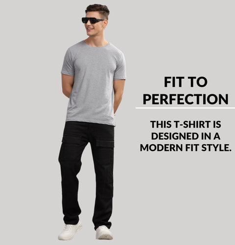ADRO Mens T Shirts | Solid Tshirts for Men | Pure Cotton Lycra Fabric | 4 Way Stretch Smart tech Tshirt | Pack of 2 Round Neck T-Shirt for Summer