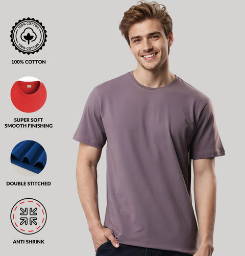 ADRO Mens T Shirts | Solid Tshirts for Men | Pure Cotton Lycra Fabric | 4 Way Stretch Smart tech Tshirt | Pack of 2 Round Neck T-Shirt for Summer
