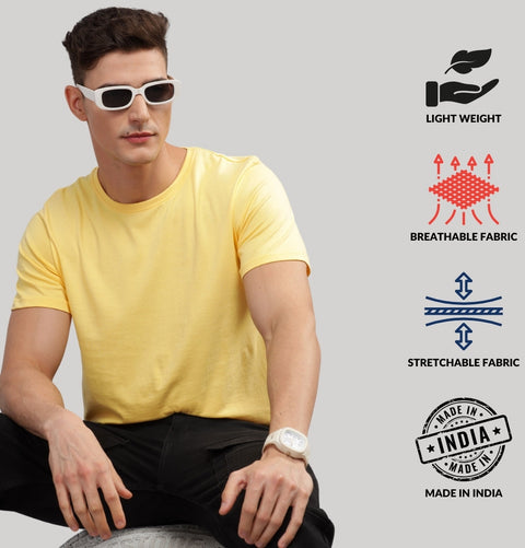 ADRO Mens T Shirts | Solid Tshirts for Men | Pure Cotton Lycra Fabric | 4 Way Stretch Smart tech Tshirt | Pack of 2 Round Neck T-Shirt for Summer