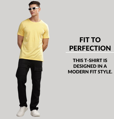 ADRO Mens T Shirts | Solid Tshirts for Men | Pure Cotton Lycra Fabric | 4 Way Stretch Smart tech Tshirt | Pack of 2 Round Neck T-Shirt for Summer