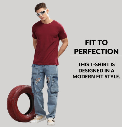 ADRO Mens T Shirts | Solid Tshirts for Men | Pure Cotton Lycra Fabric | 4 Way Stretch Smart tech Tshirt | Pack of 2 Round Neck T-Shirt for Summer