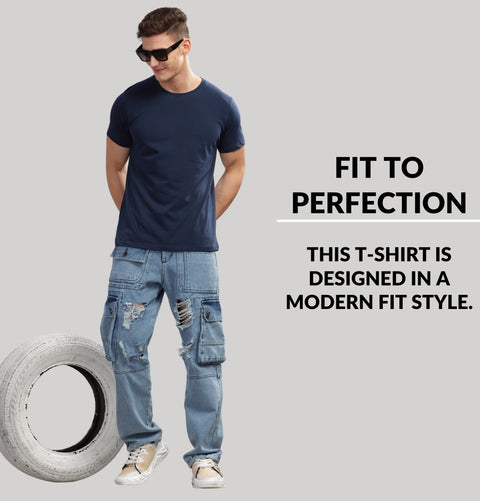 ADRO Mens T Shirts | Solid Tshirts for Men | Pure Cotton Lycra Fabric | 4 Way Stretch Smart tech Tshirt | Pack of 2 Round Neck T-Shirt for Summer