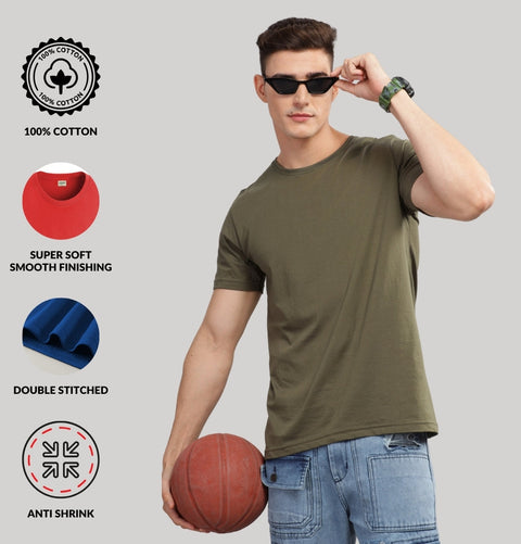 ADRO Mens T Shirts | Solid Tshirts for Men | Pure Cotton Lycra Fabric | 4 Way Stretch Smart tech Tshirt | Pack of 2 Round Neck T-Shirt for Summer