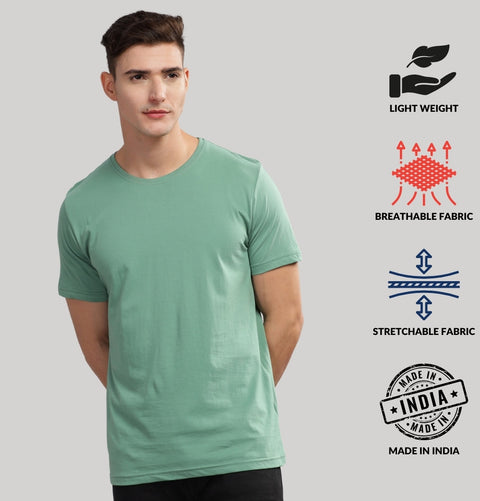 ADRO Mens T Shirts | Solid Tshirts for Men | Pure Cotton Lycra Fabric | 4 Way Stretch Smart tech Tshirt | Pack of 2 Round Neck T-Shirt for Summer