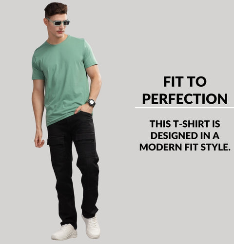 ADRO Mens T Shirts | Solid Tshirts for Men | Pure Cotton Lycra Fabric | 4 Way Stretch Smart tech Tshirt | Pack of 2 Round Neck T-Shirt for Summer