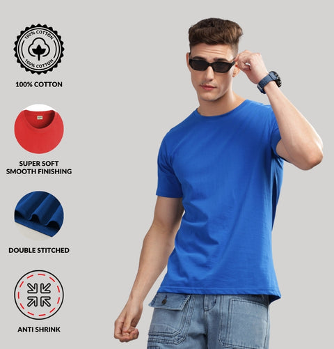 ADRO Mens T Shirts | Solid Tshirts for Men | Pure Cotton Lycra Fabric | 4 Way Stretch Smart tech Tshirt | Pack of 2 Round Neck T-Shirt for Summer