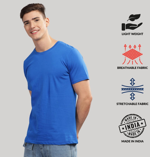 ADRO Mens T Shirts | Solid Tshirts for Men | Pure Cotton Lycra Fabric | 4 Way Stretch Smart tech Tshirt | Pack of 2 Round Neck T-Shirt for Summer