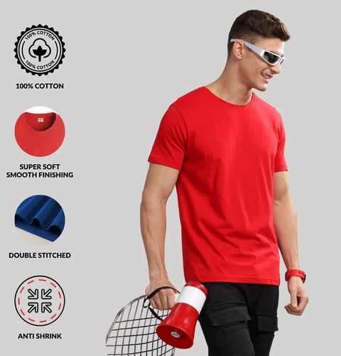 ADRO Mens T Shirts | Solid Tshirts for Men | Pure Cotton Lycra Fabric | 4 Way Stretch Smart tech Tshirt | Pack of 2 Round Neck T-Shirt for Summer