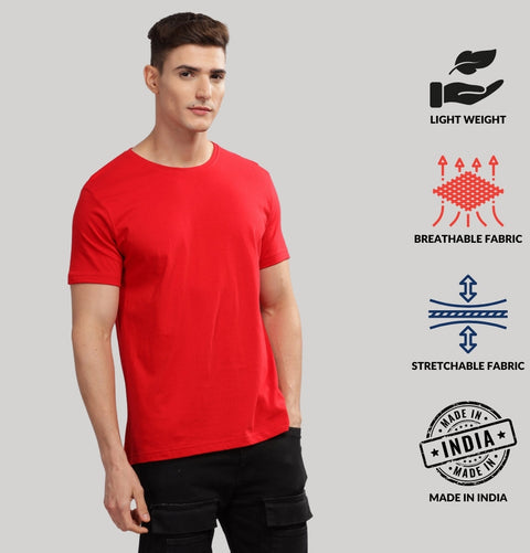 ADRO Mens T Shirts | Solid Tshirts for Men | Pure Cotton Lycra Fabric | 4 Way Stretch Smart tech Tshirt | Pack of 3 Round Neck T-Shirt for Summer