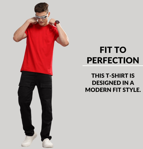 ADRO Mens T Shirts | Solid Tshirts for Men | Pure Cotton Lycra Fabric | 4 Way Stretch Smart tech Tshirt | Pack of 2 Round Neck T-Shirt for Summer
