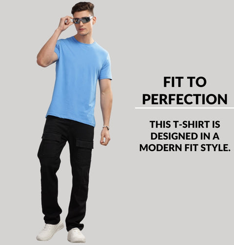ADRO Mens T Shirts | Solid Tshirts for Men | Pure Cotton Lycra Fabric | 4 Way Stretch Smart tech Tshirt | Pack of 2 Round Neck T-Shirt for Summer