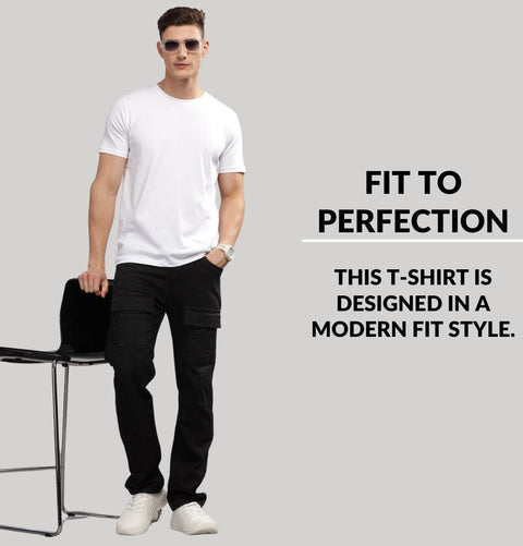 ADRO Mens T Shirts | Solid Tshirts for Men | Pure Cotton Lycra Fabric | 4 Way Stretch Smart tech Tshirt | Pack of 2 Round Neck T-Shirt for Summer