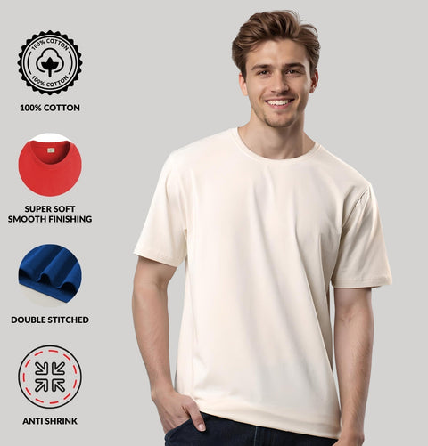 ADRO Mens T Shirts | Solid Tshirts for Men | Pure Cotton Lycra Fabric | 4 Way Stretch Smart tech Tshirt | Pack of 2 Round Neck T-Shirt for Summer