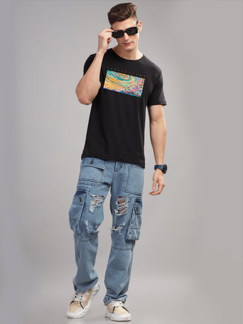 Adro Mens Printed T Shirt | The Super Soft Tshirt in India| Pure Cotton Lycra Breathable Fabric| 4 way stretch smart tech fabric| Round Neck T-Shirt (Also in Plus Size)