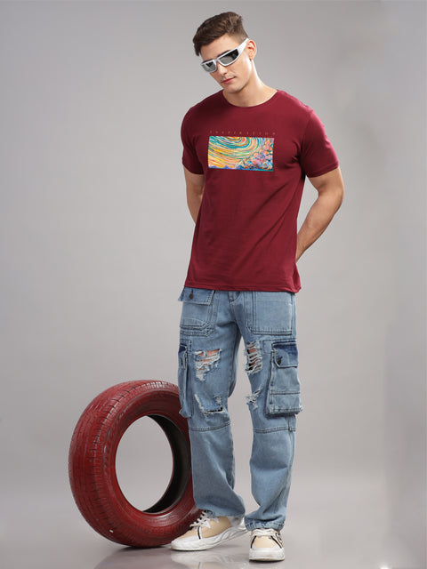 Adro Mens Printed T Shirt | The Super Soft Tshirt in India| Pure Cotton Lycra Breathable Fabric| 4 way stretch smart tech fabric| Round Neck T-Shirt (Also in Plus Size)